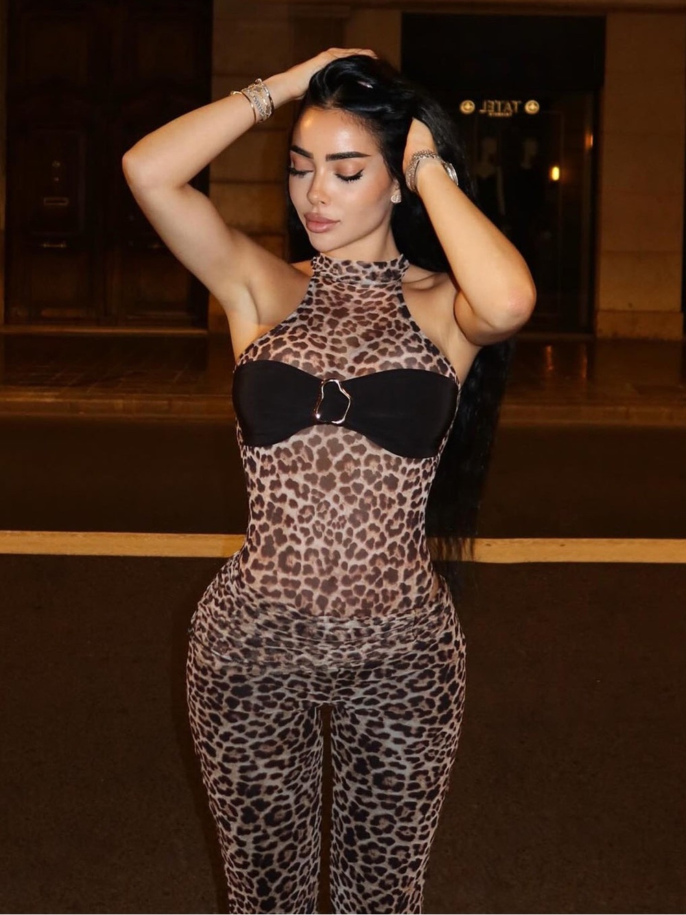Fashion Nova Vanessa Leopard Foldover Waist Flare Pant Set M